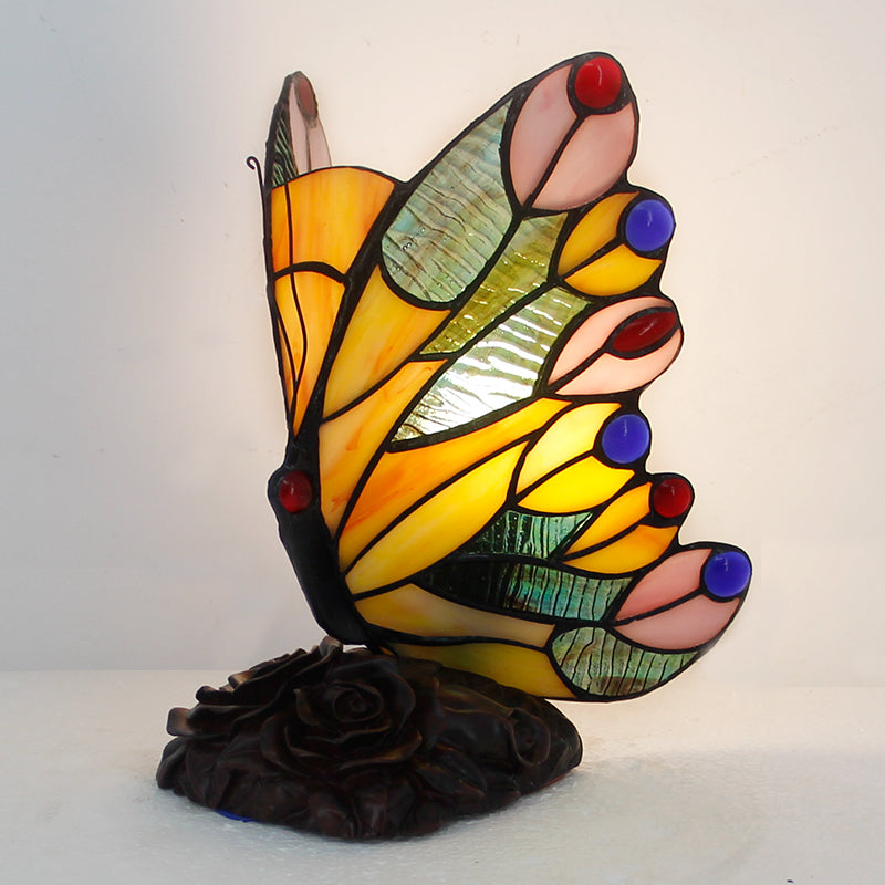 Tiffany Style Table Lamp, Butterfly Stained Glass Lamp, Vintage Decorative Accent Lighting for Living Room, Bedroom, Office & Cafe Decor, 1 Pack & 2 Pack