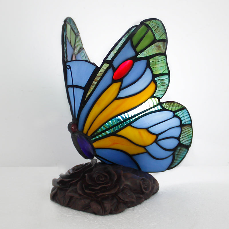 Tiffany Style Table Lamp, Butterfly Stained Glass Lamp, Vintage Decorative Accent Lighting for Living Room, Bedroom, Office & Cafe Decor, 1 Pack & 2 Pack