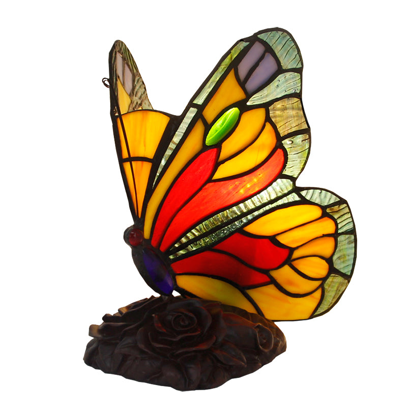 Tiffany Style Table Lamp, Butterfly Stained Glass Lamp, Vintage Decorative Accent Lighting for Living Room, Bedroom, Office & Cafe Decor, 1 Pack & 2 Pack