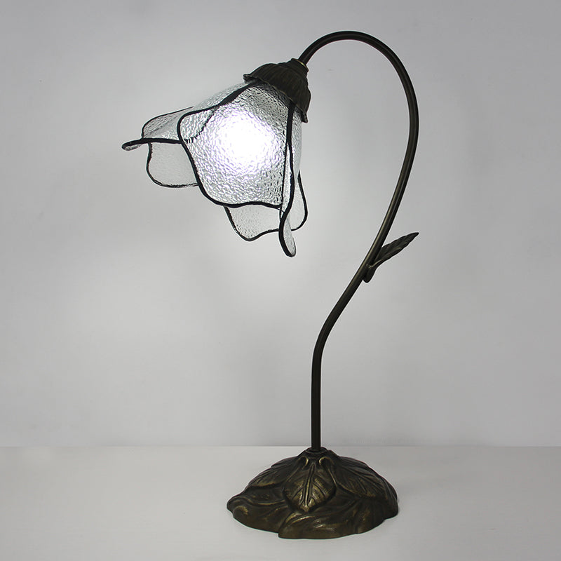Tiffany Style Flower Table Lamp, Stained Glass Floral Accent Lamp for Bedroom, Living Room & Home Decor, Vintage Decorative Gift