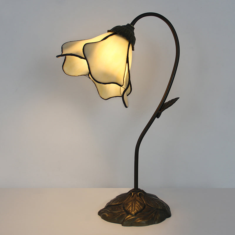 Tiffany Style Flower Table Lamp, Stained Glass Floral Accent Lamp for Bedroom, Living Room & Home Decor, Vintage Decorative Gift