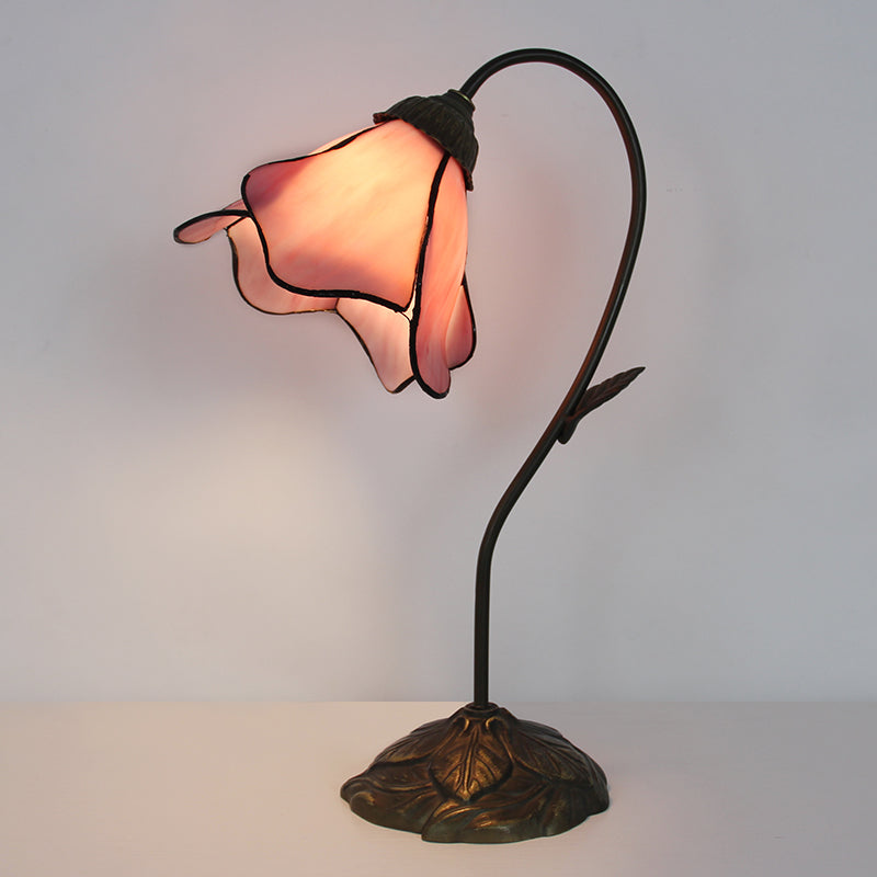 Tiffany Style Flower Table Lamp, Stained Glass Floral Accent Lamp for Bedroom, Living Room & Home Decor, Vintage Decorative Gift