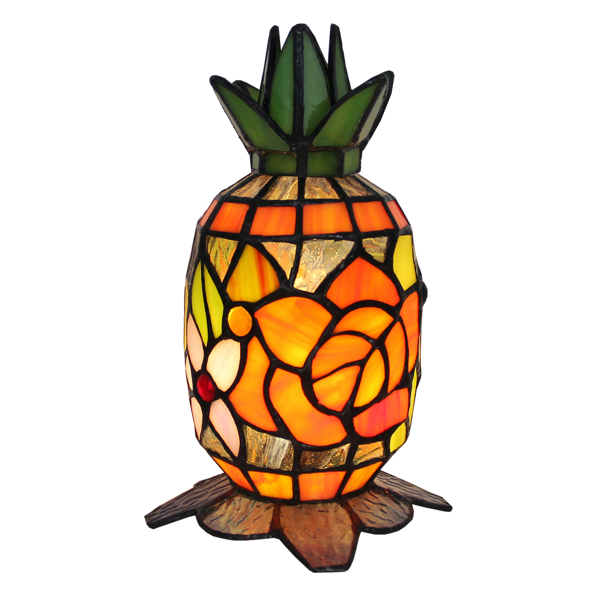 Tiffany Style Table Lamp, Vintage Pineapple Stained Glass Lamp, Decorative Accent Lighting for Living Room, Cafe, Bar & Restaurant, 1 Pack & 2 Pack