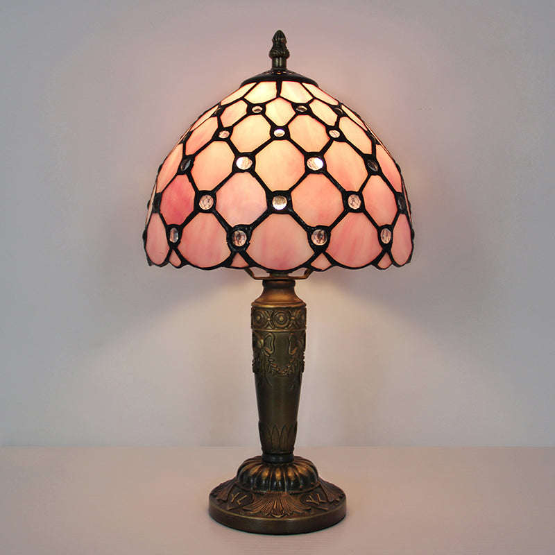 Tiffany Style Table Lamp, Beaded Stained Glass Lamp, Vintage Decorative Accent Lighting for Living Room, Bedroom, Office & Cafe Decor, 1 Pack & 2 Pack