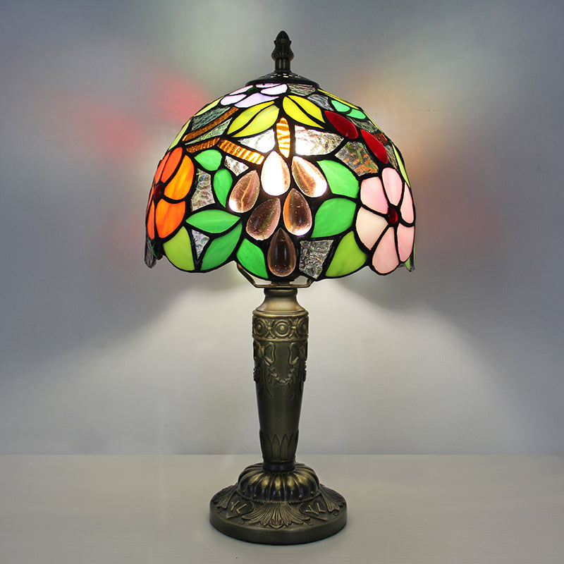 Tiffany Style Table Lamp, Nature Stained Glass Lamp, Vintage Decorative Lighting with Peacock, Dragonfly & Floral Designs for Home, Cafe & Restaurant, 1 Pack & 2 Pack