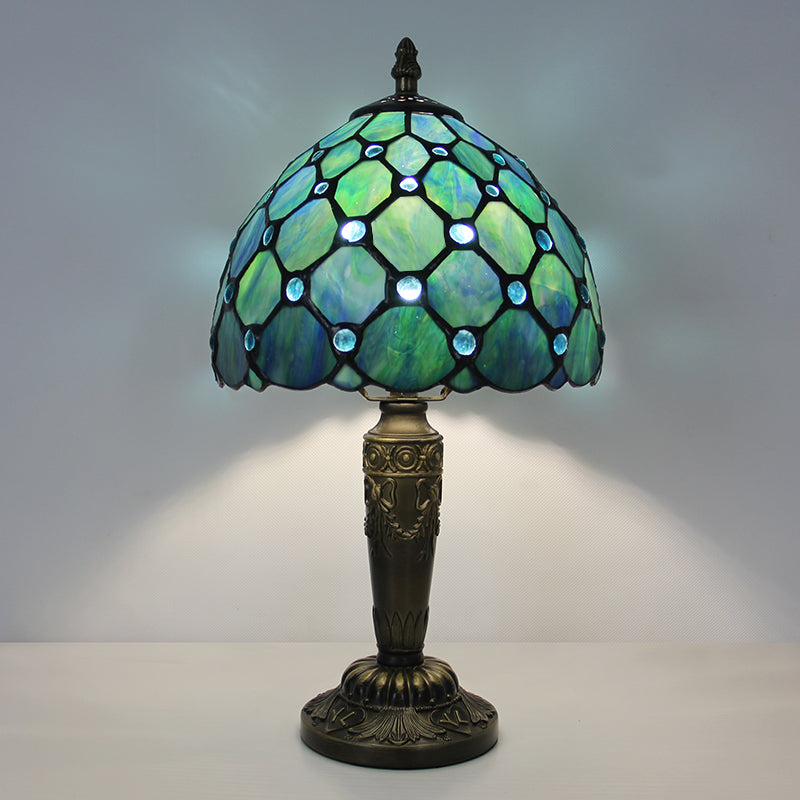 Tiffany Style Table Lamp, Beaded Stained Glass Lamp, Vintage Decorative Accent Lighting for Living Room, Bedroom, Office & Cafe Decor, 1 Pack & 2 Pack