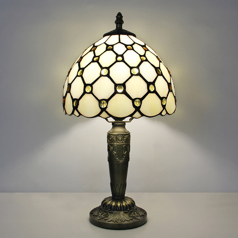 Tiffany Style Table Lamp, Beaded Stained Glass Lamp, Vintage Decorative Accent Lighting for Living Room, Bedroom, Office & Cafe Decor, 1 Pack & 2 Pack