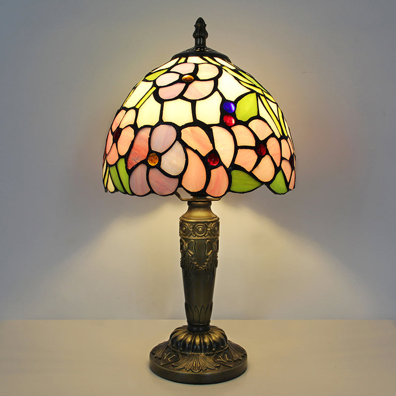 Tiffany Style Table Lamp, Nature Stained Glass Lamp, Vintage Decorative Lighting with Peacock, Dragonfly & Floral Designs for Home, Cafe & Restaurant, 1 Pack & 2 Pack