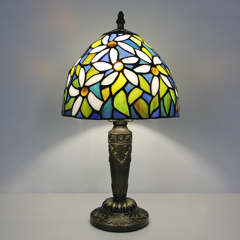 Tiffany Style Table Lamp, Floral Stained Glass Lamp, Vintage Decorative Accent Lighting for Living Room, Bedroom, Office & Cafe Decor, 1 Pack & 2 Pack