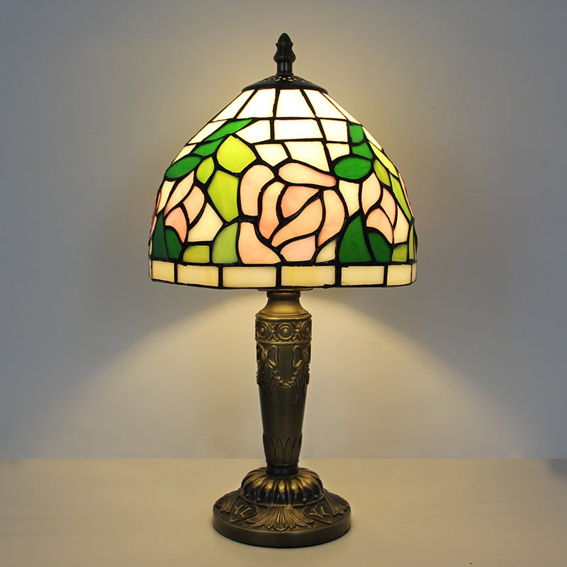Tiffany Style Table Lamp, Floral Stained Glass Lamp, Vintage Decorative Accent Lighting for Living Room, Bedroom, Office & Cafe Decor, 1 Pack & 2 Pack