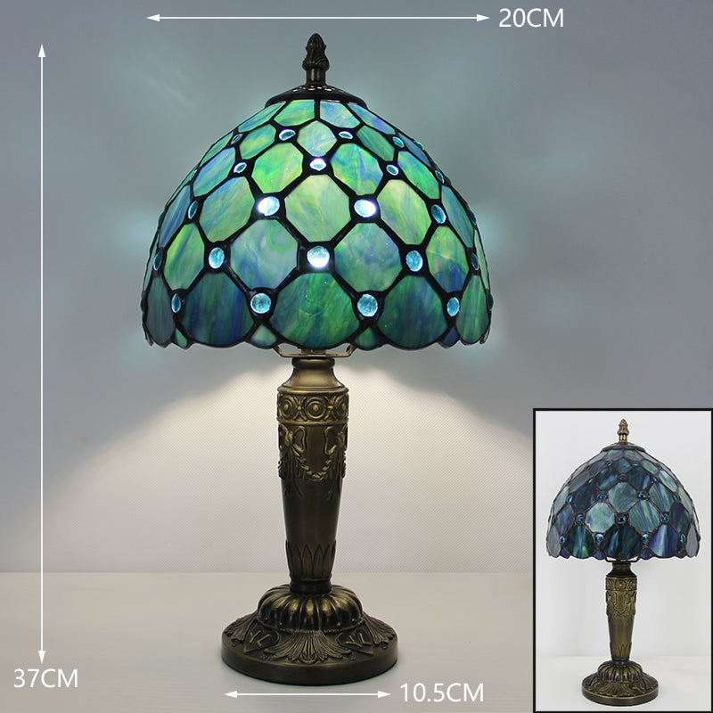 Tiffany Style Table Lamp, Beaded Stained Glass Lamp, Vintage Decorative Accent Lighting for Living Room, Bedroom, Office & Cafe Decor, 1 Pack & 2 Pack