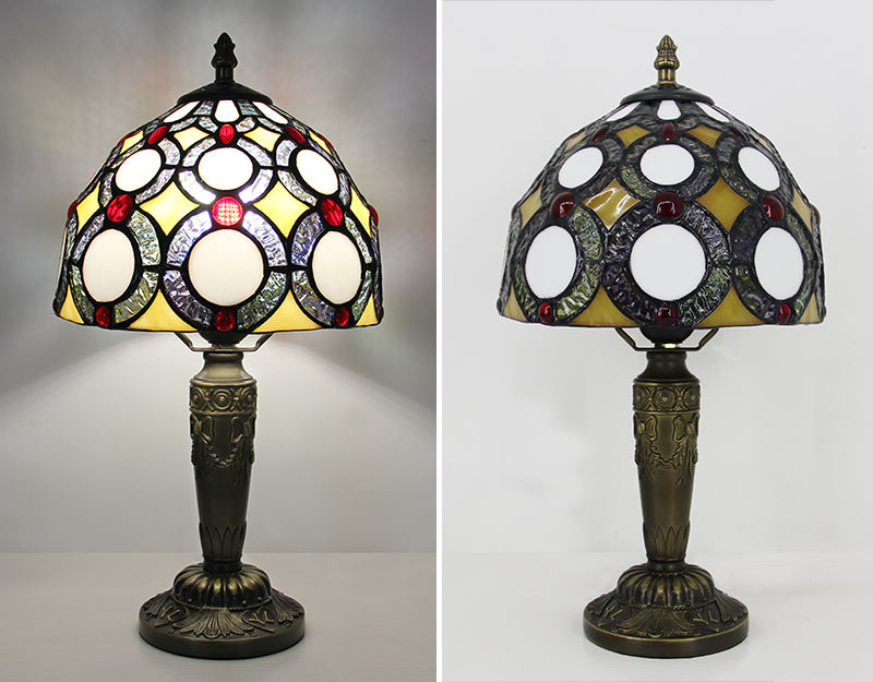 Tiffany Style Table Lamp, Classic Stained Glass Lamp, Vintage Elegant Decorative Accent Lighting for Living Room, Bedroom, Office & Boutique, 1 Pack & 2 Pack