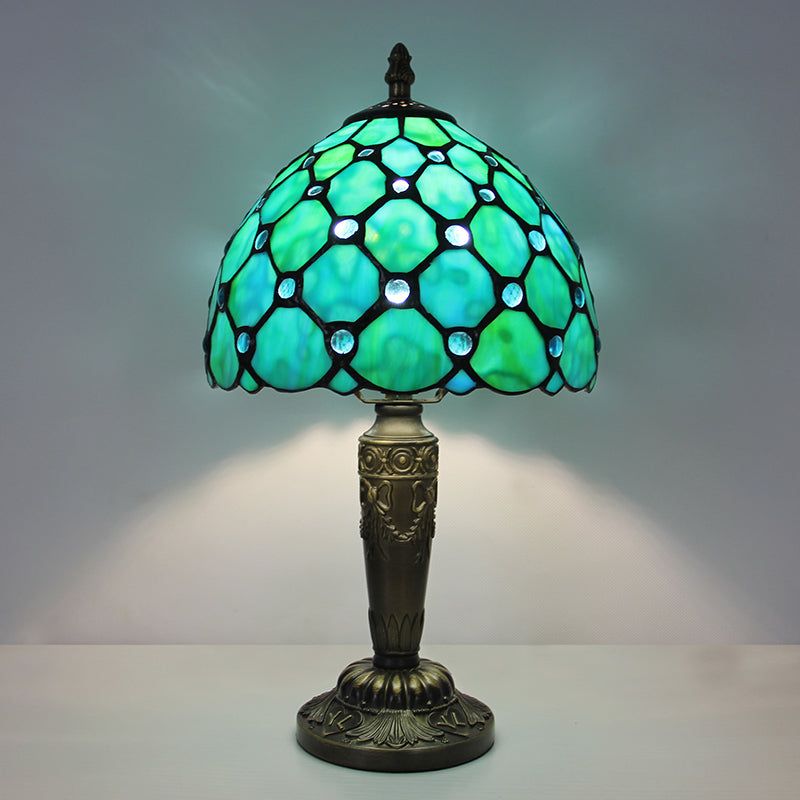 Tiffany Style Table Lamp, Beaded Stained Glass Lamp, Vintage Decorative Accent Lighting for Living Room, Bedroom, Office & Cafe Decor, 1 Pack & 2 Pack