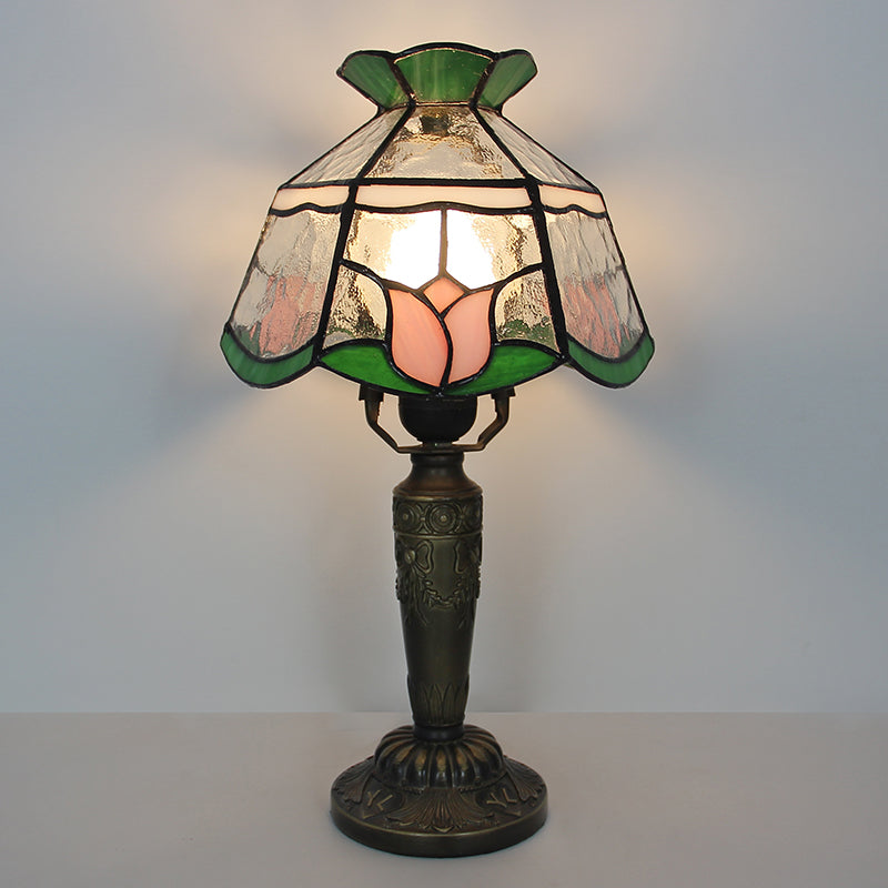 Tiffany Style Table Lamp, Floral Stained Glass Lamp, Vintage Decorative Accent Lighting for Living Room, Bedroom, Office & Cafe Decor, 1 Pack & 2 Pack