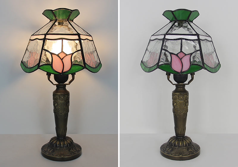 Tiffany Style Table Lamp, Floral Stained Glass Lamp, Vintage Decorative Accent Lighting for Living Room, Bedroom, Office & Cafe Decor, 1 Pack & 2 Pack