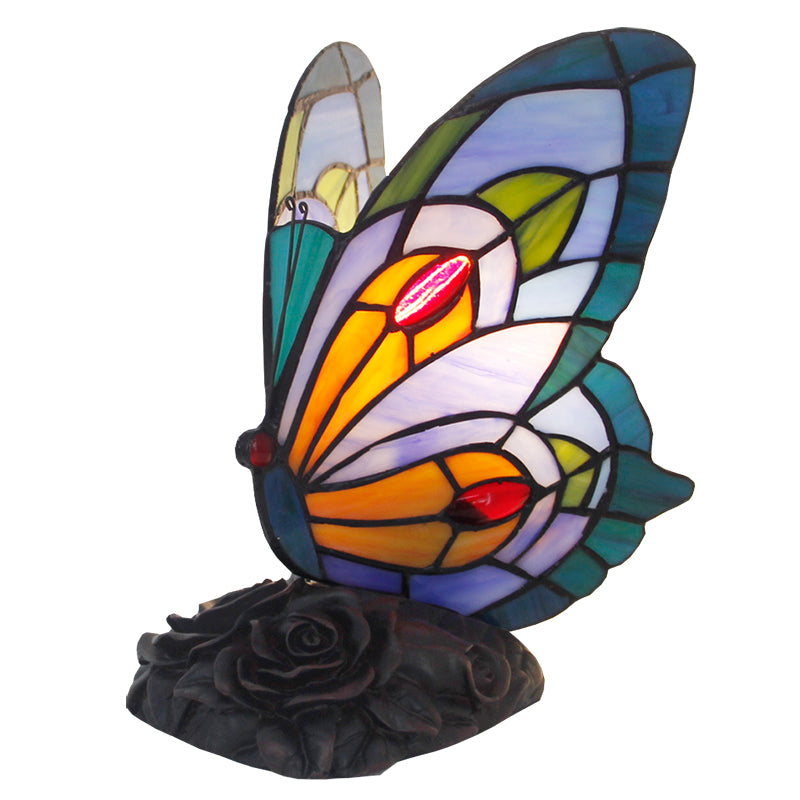 Tiffany Style Table Lamp, Butterfly Stained Glass Lamp, Vintage Decorative Accent Lighting for Living Room, Bedroom, Office & Cafe Decor, 1 Pack & 2 Pack