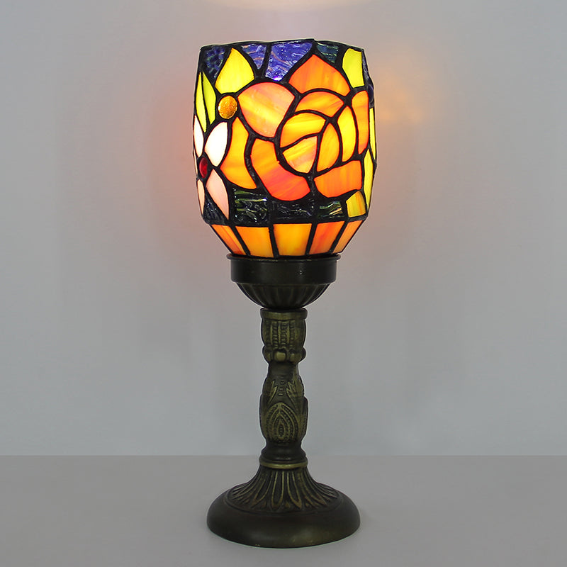 Tiffany Style Table Lamp, Vintage Stained Glass Accent Lamp for Bedroom, Bedside Table, Office Desk & Home Decor, 1 Pack
