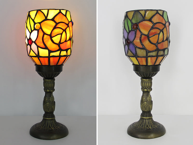 Tiffany Style Table Lamp, Vintage Stained Glass Accent Lamp for Bedroom, Bedside Table, Office Desk & Home Decor, 1 Pack