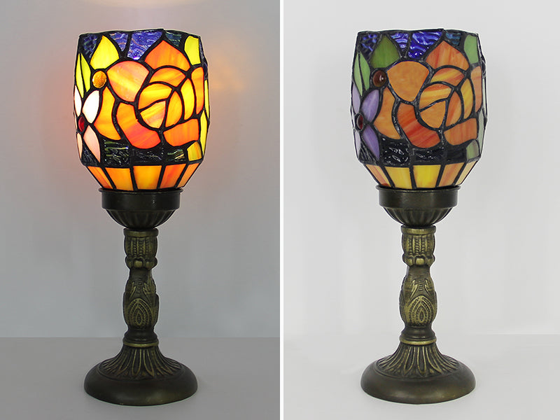 Tiffany Style Table Lamp, Vintage Stained Glass Accent Lamp for Bedroom, Bedside Table, Office Desk & Home Decor, 1 Pack