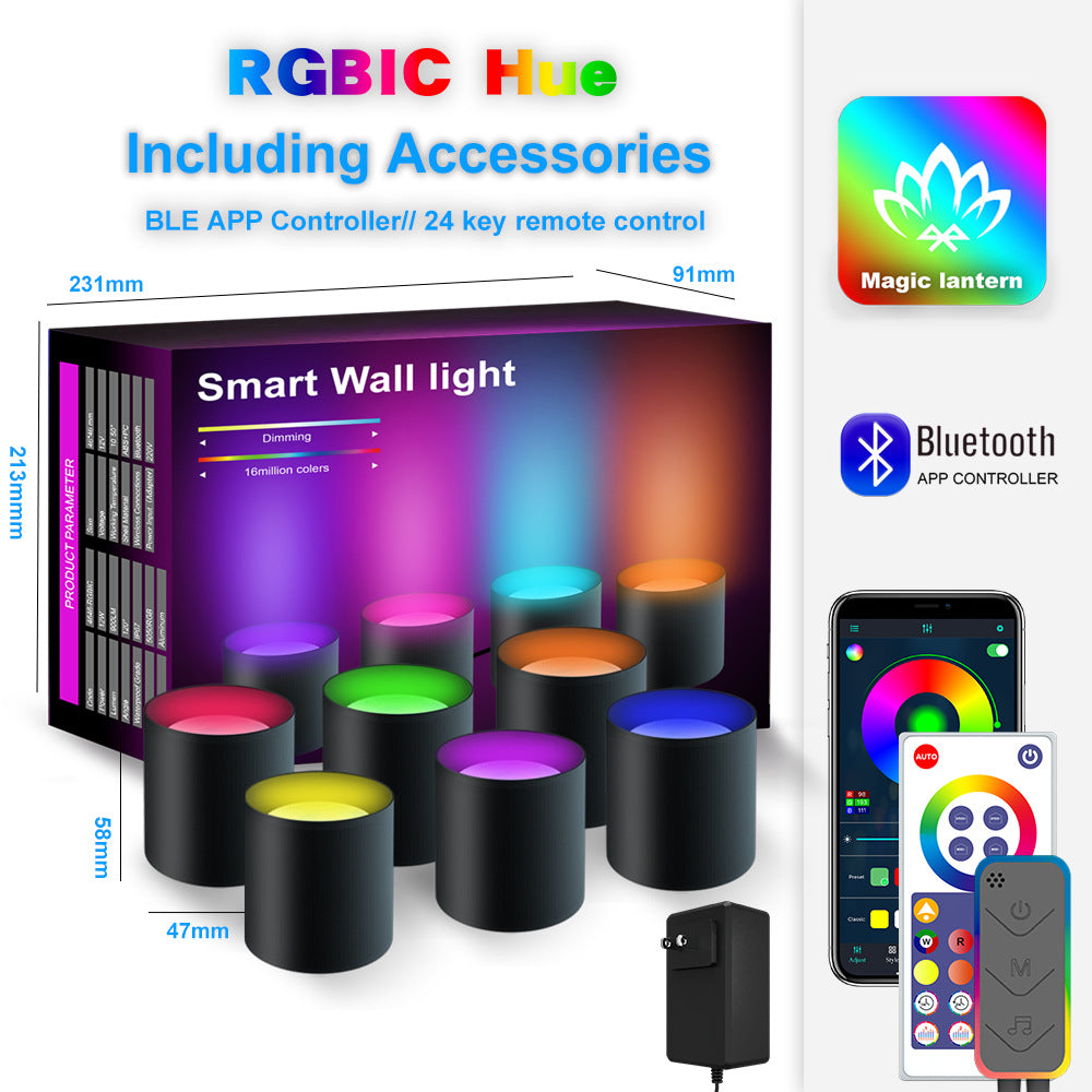 Smart RGBIC Wall Light, App Controlled LED Wall Lamp with Color Changing Ambient Lighting, Music Sync for Bedroom, Gaming Room & Modern Home Decor, 4/6 Pack