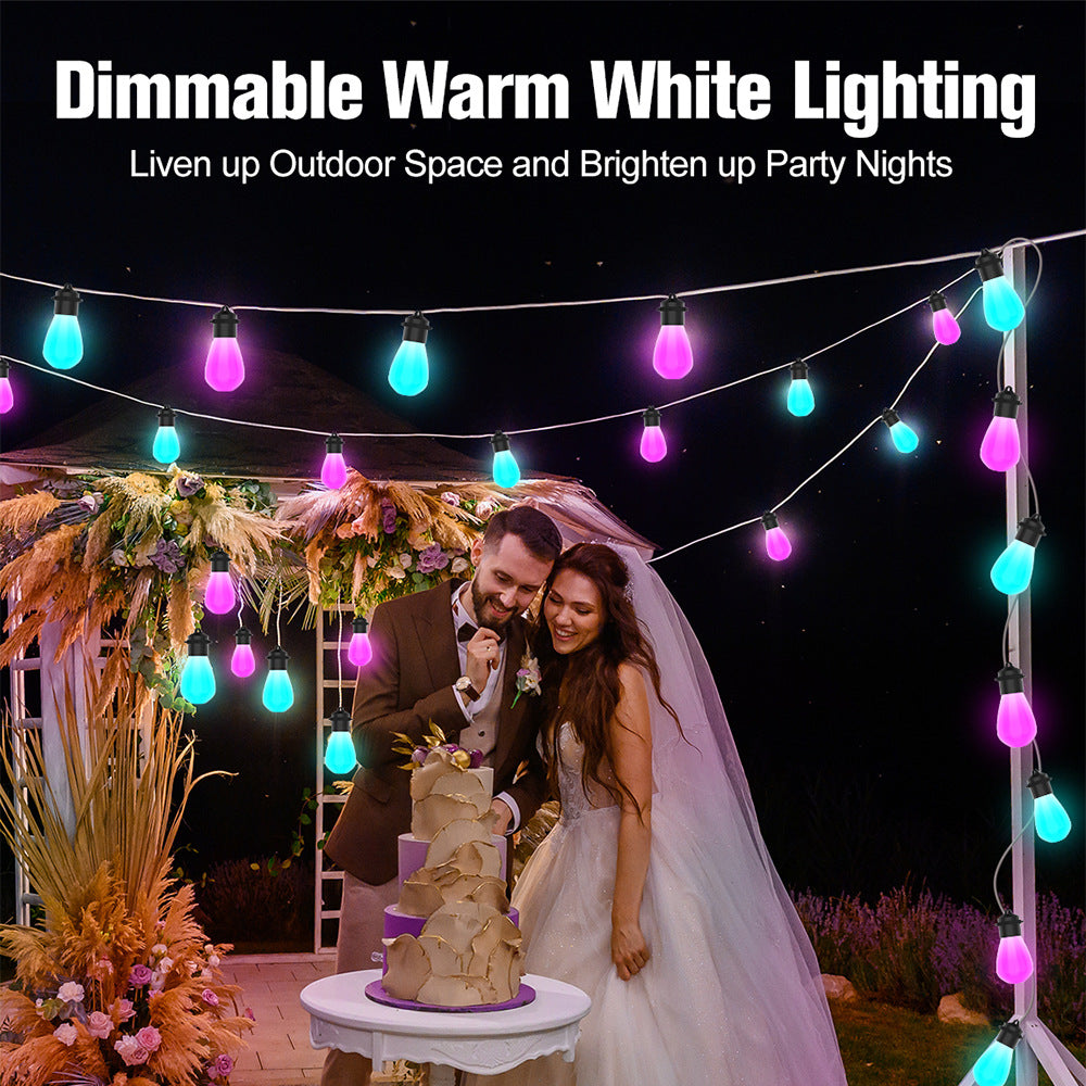 Smart RGB Outdoor String Lights, App Controlled LED Patio Lights with Color Changing Ambient Lighting, Music Sync Waterproof Garden Lights for Outdoor Party, Balcony & Home Decor