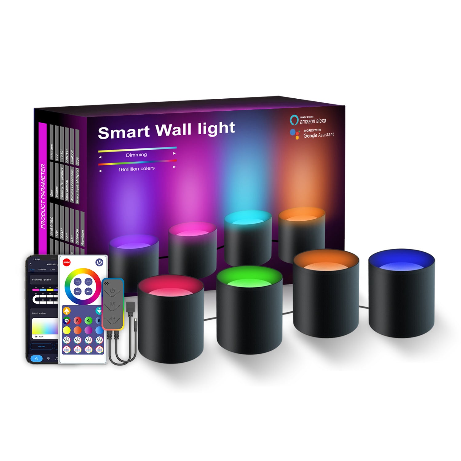 Smart RGBIC Wall Light, App Controlled LED Wall Lamp with Color Changing Ambient Lighting, Music Sync for Bedroom, Gaming Room & Modern Home Decor, 4/6 Pack