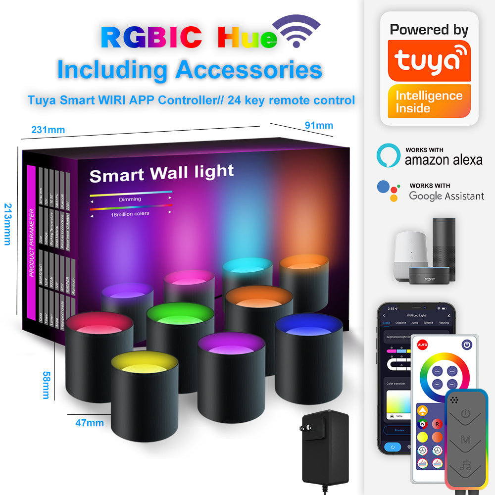 Smart RGBIC Wall Light, App Controlled LED Wall Lamp with Color Changing Ambient Lighting, Music Sync for Bedroom, Gaming Room & Modern Home Decor, 4/6 Pack