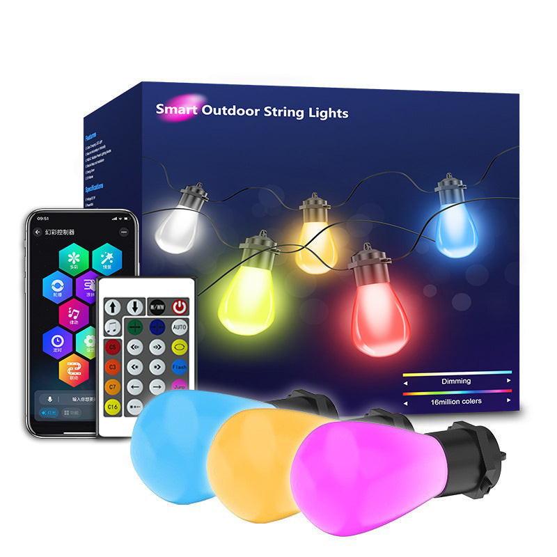 Smart RGB Outdoor String Lights, App Controlled LED Patio Lights with Color Changing Ambient Lighting, Music Sync Waterproof Garden Lights for Outdoor Party, Balcony & Home Decor