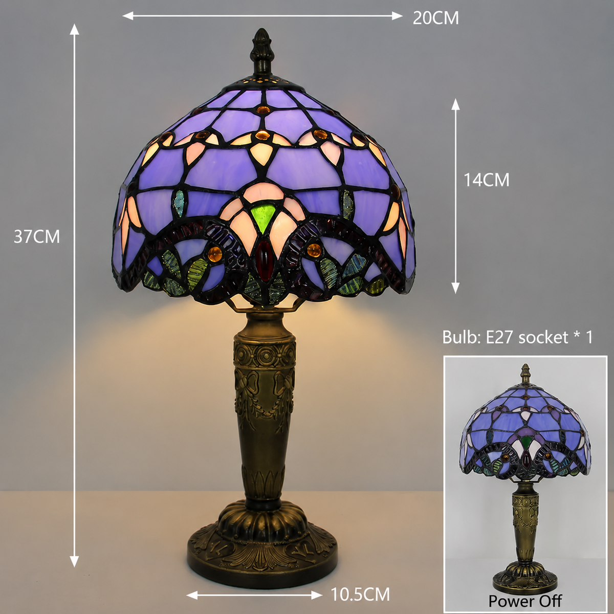 Tiffany Style Table Lamp, Classic Stained Glass Lamp, Vintage Elegant Decorative Accent Lighting for Living Room, Bedroom, Office & Boutique, 1 Pack & 2 Pack